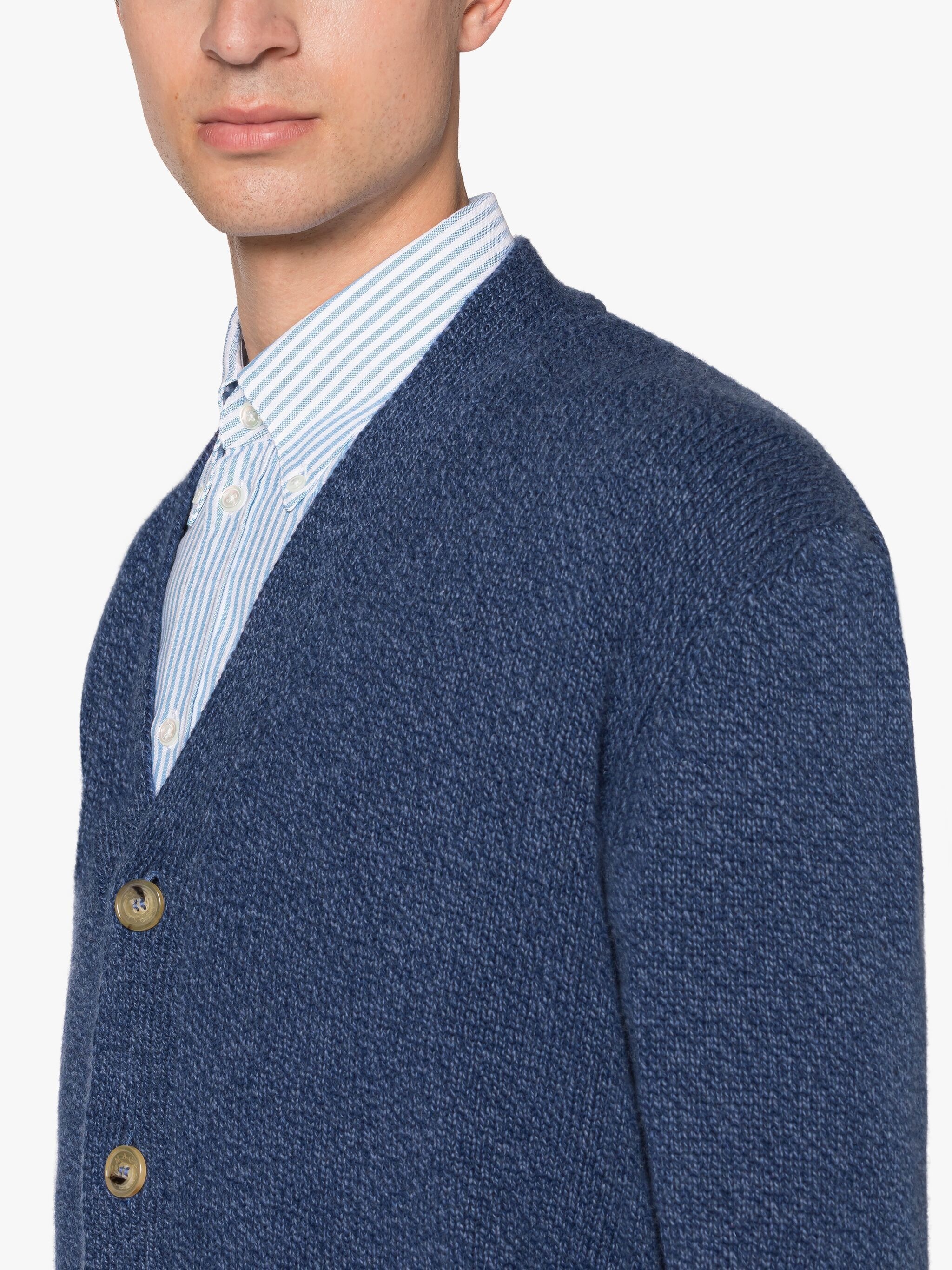 STOCKHOLM DARK BLUE MERINO WOOL & CASHMERE CARDIGAN - 5