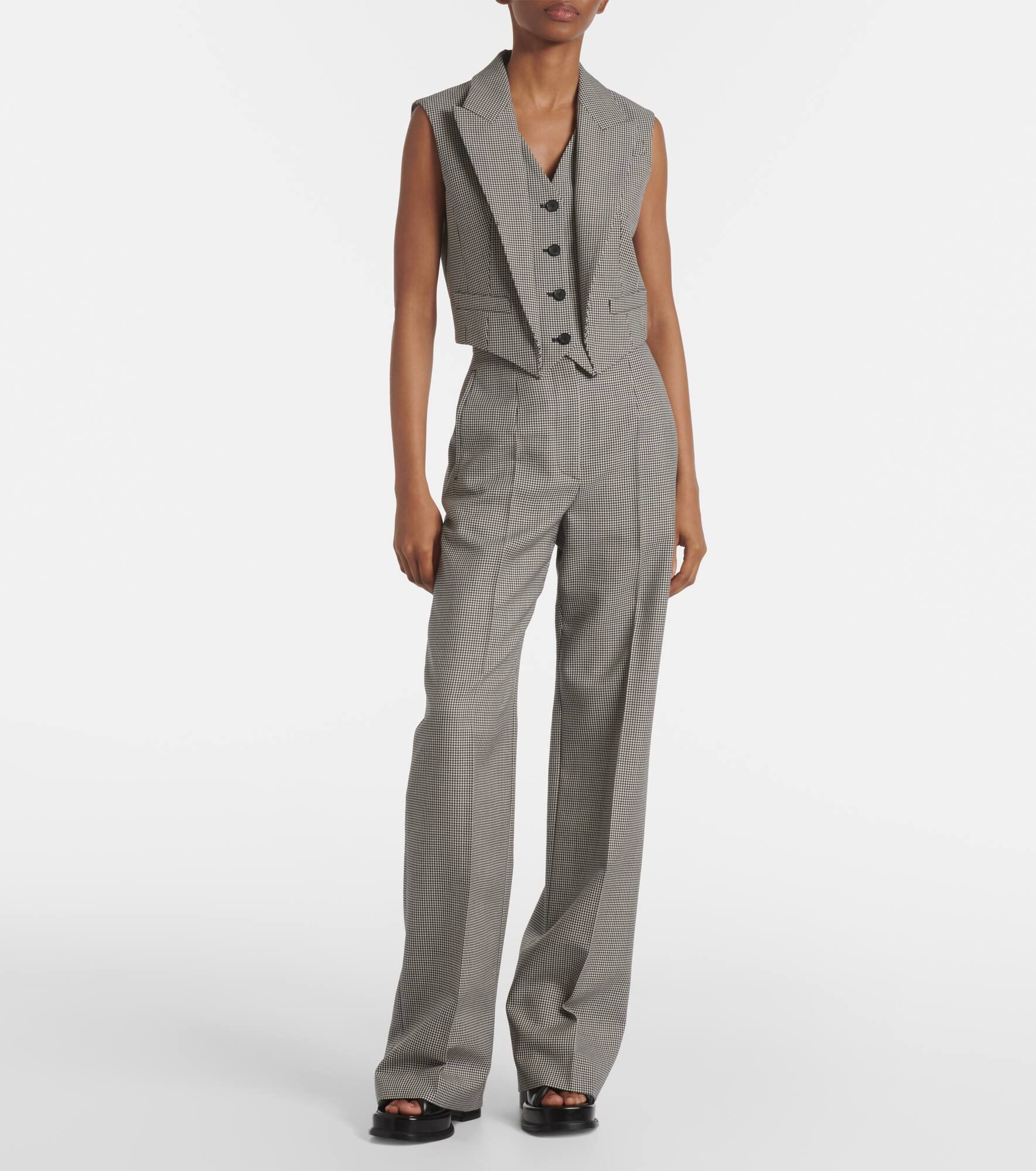 Checked cotton wide-leg pants - 2