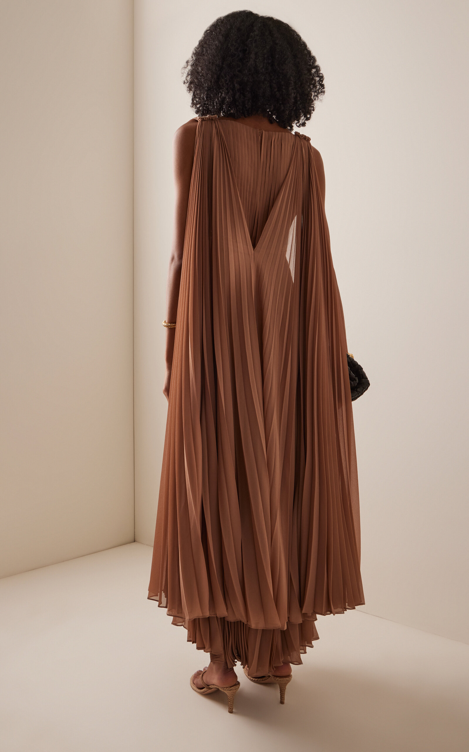Memento Pleated Gown tan - 4