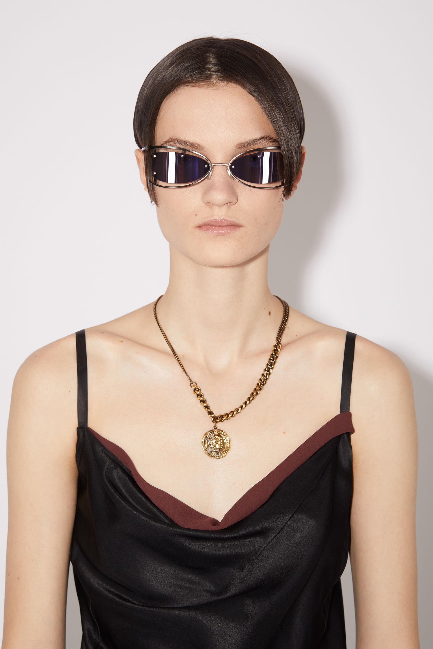 Bias cut slip dress - Black - 7