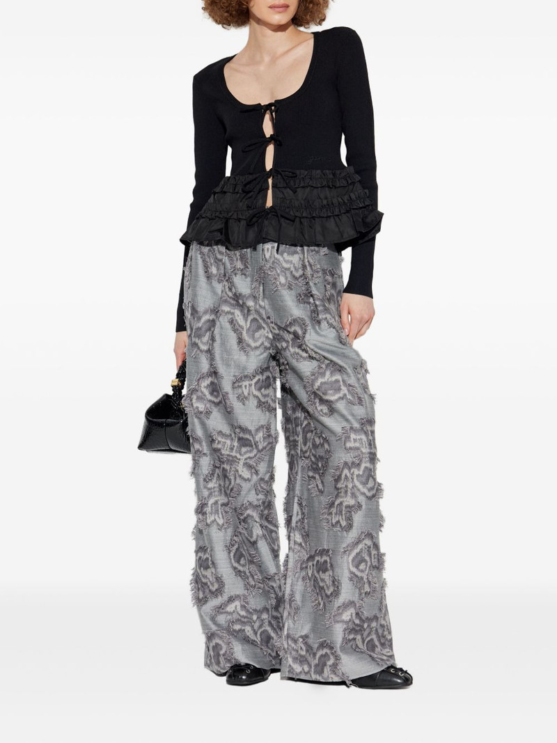 GANNI frayed floral palazzo pants outlook