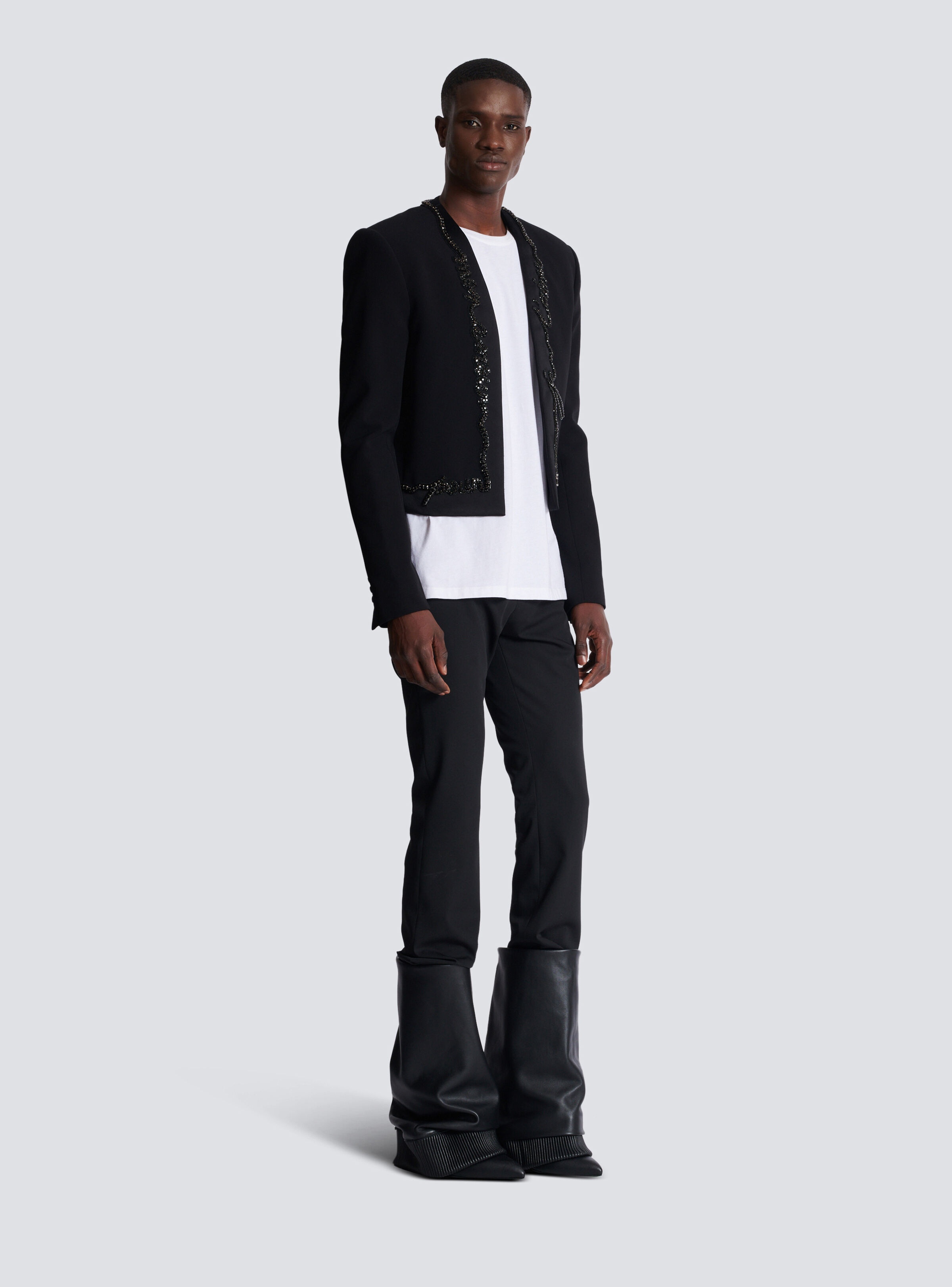 Cropped crepe jacket with "Love Letter" embroidery - 3