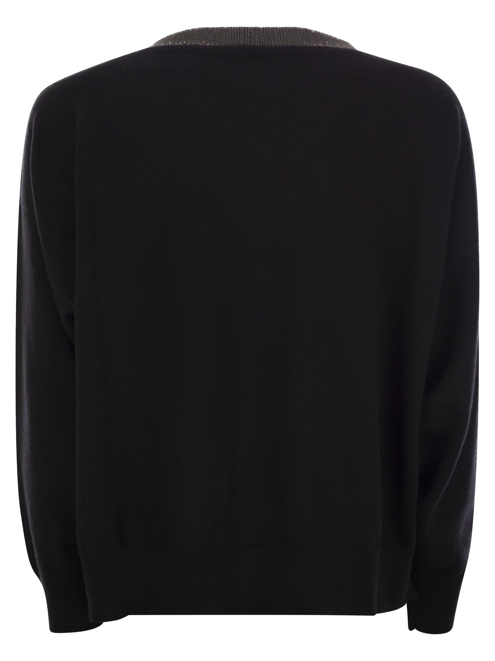 Brunello Cucinelli Women Cashmere Sweater With Precious Ribbed Neckline - 2