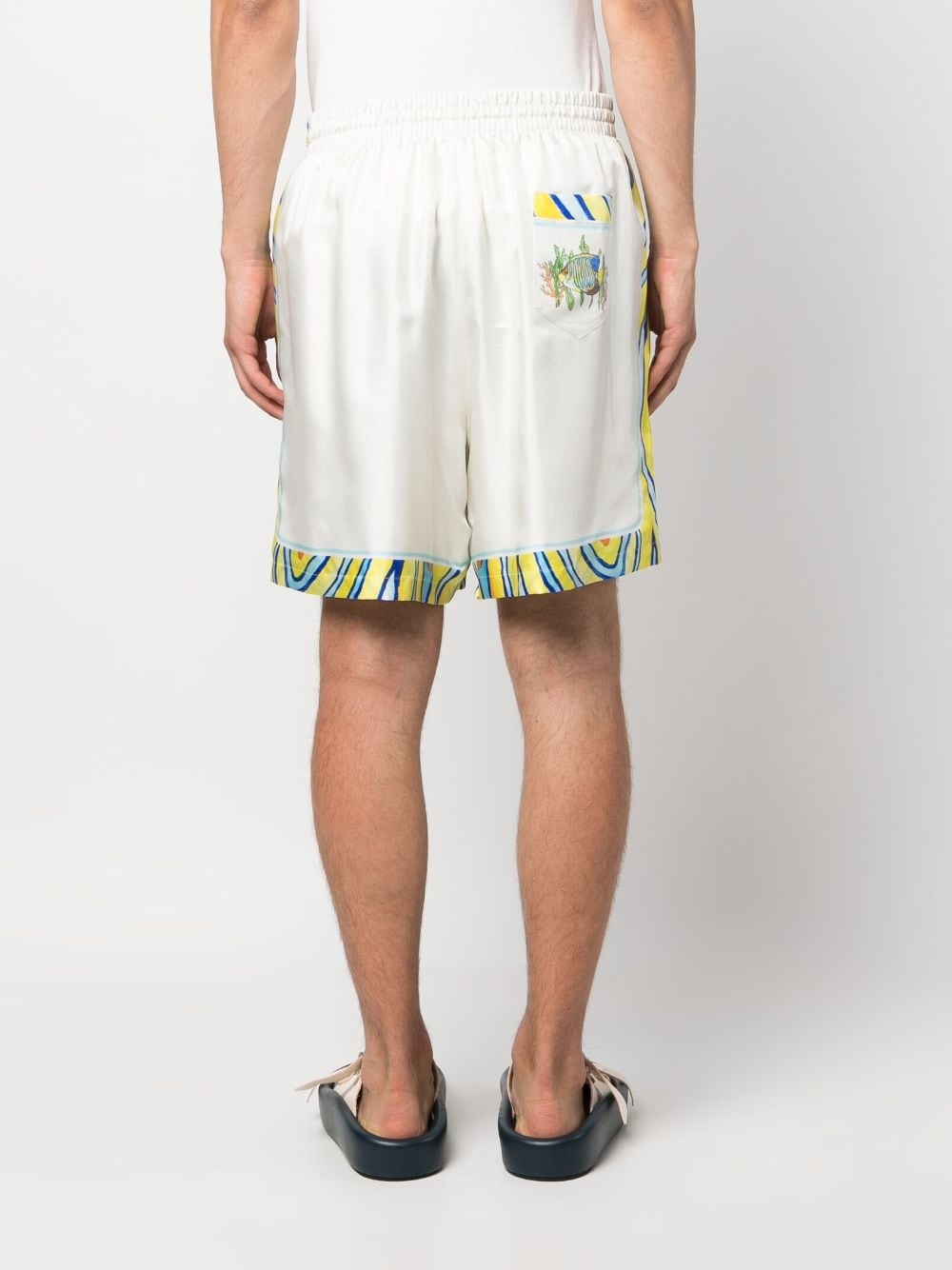 graphic-print silk track shorts - 4