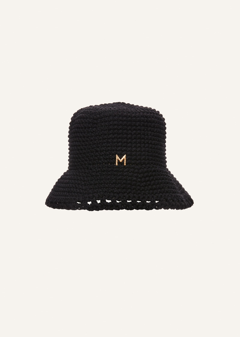 MAGDA BUTRYM Handmade wide brim crochet bucket hat in black outlook