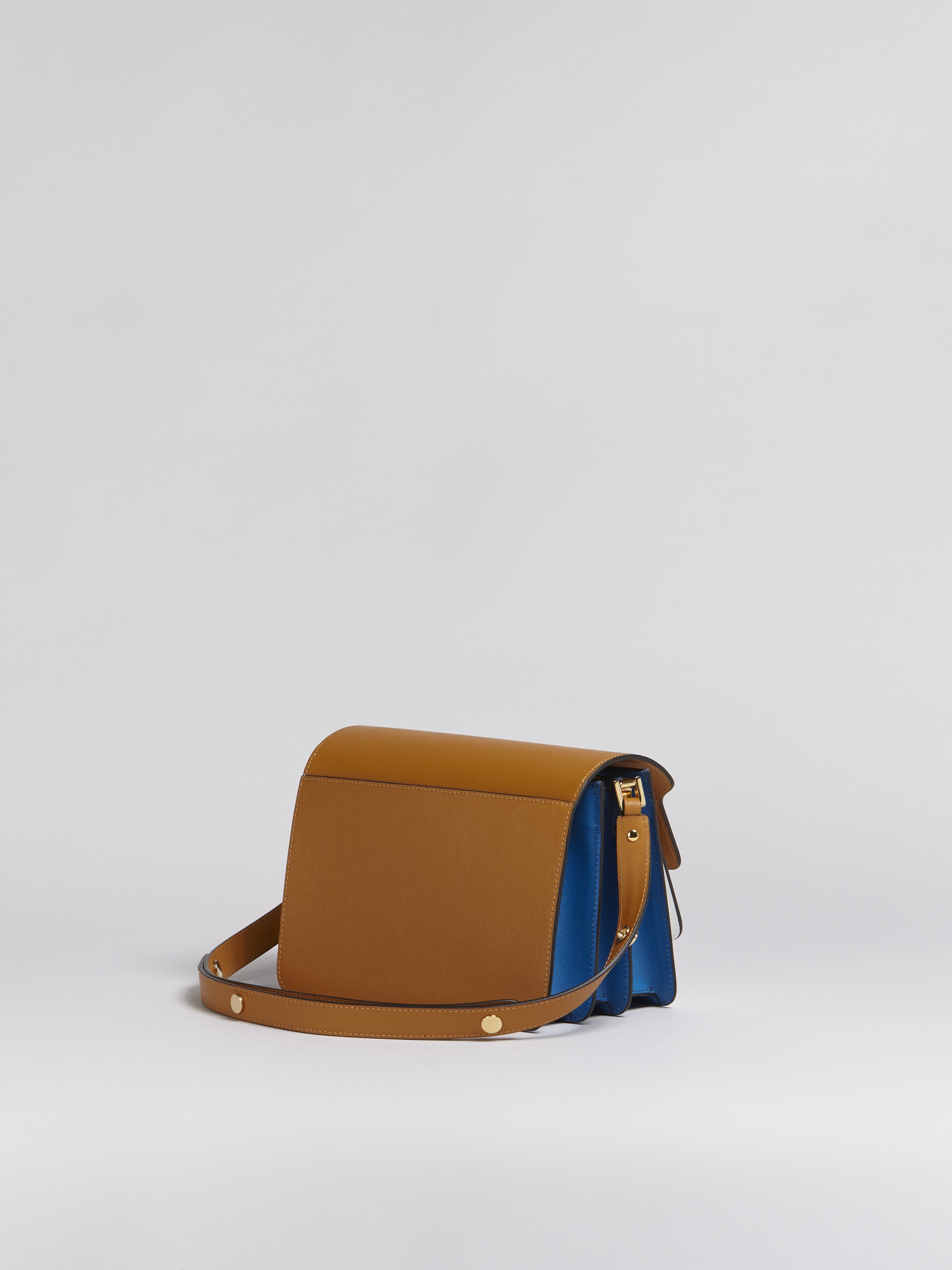 TRUNK MEDIUM BAG IN BROWN WHITE AND BLUE SAFFIANO LEATHER - 2