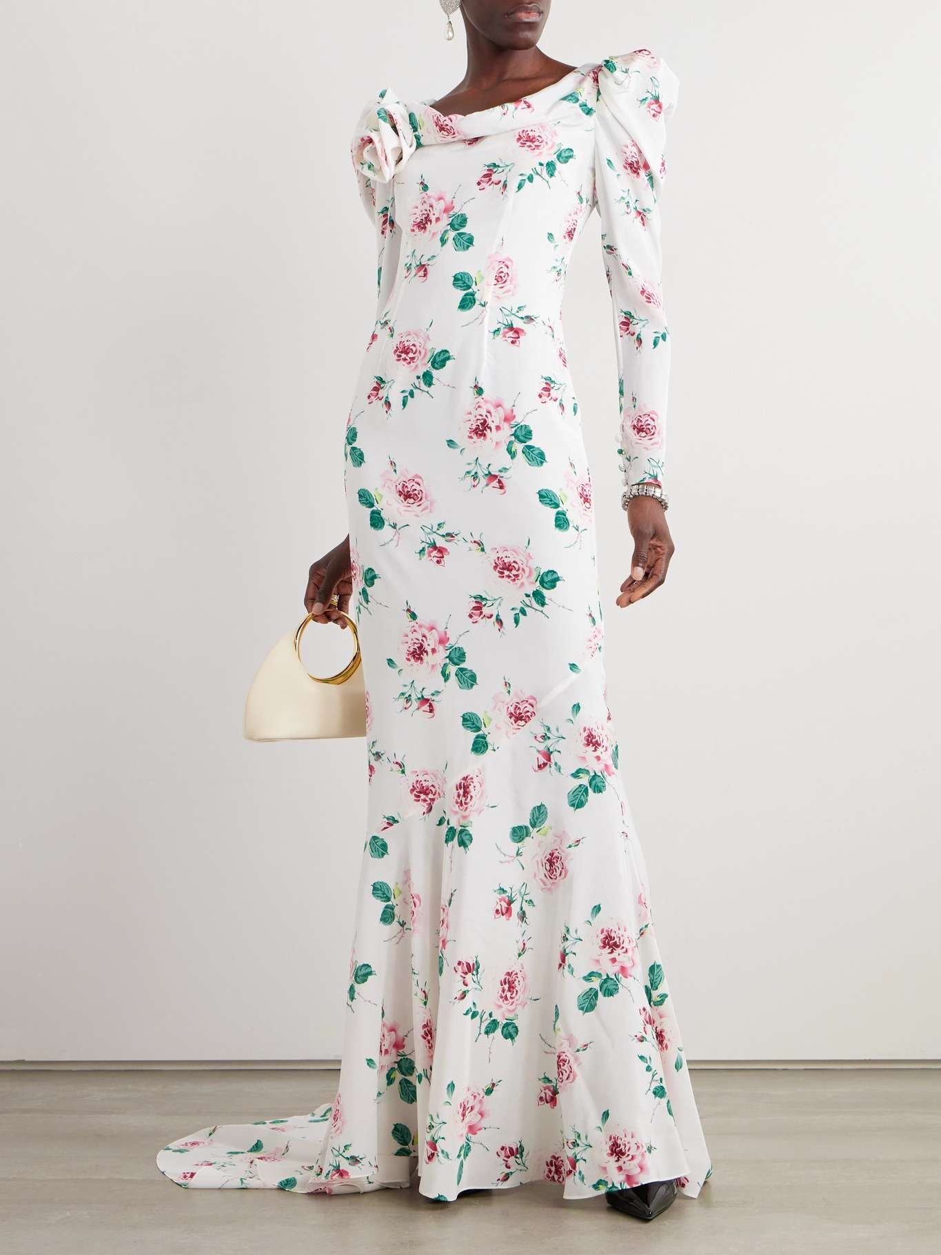 Ruffled floral-print silk-crepe de chine gown - 2