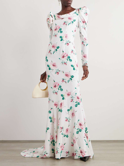 Alessandra Rich Ruffled floral-print silk-crepe de chine gown outlook