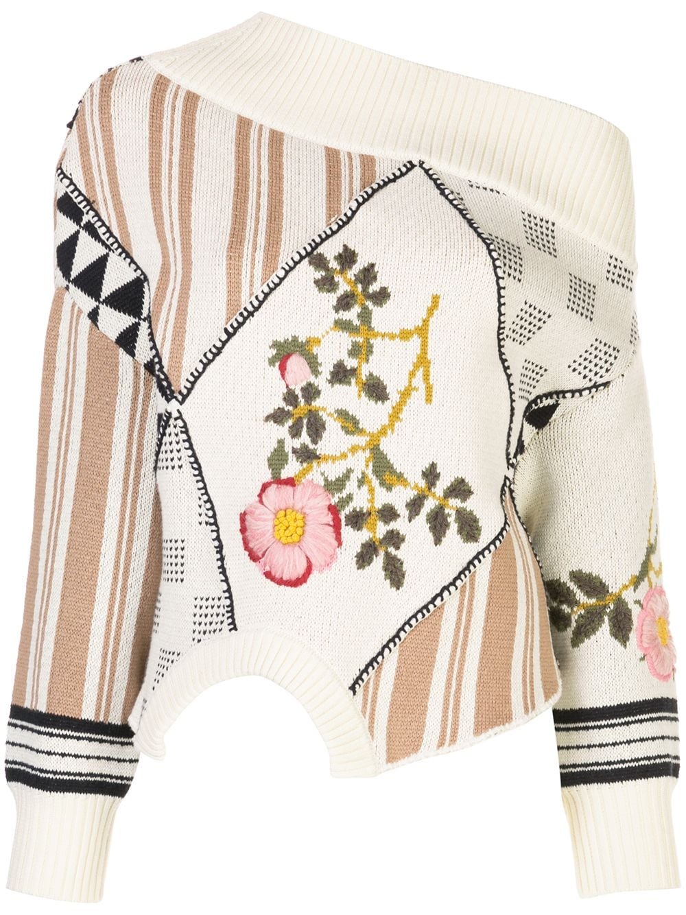 upside down floral intarsia patch jumper - 1