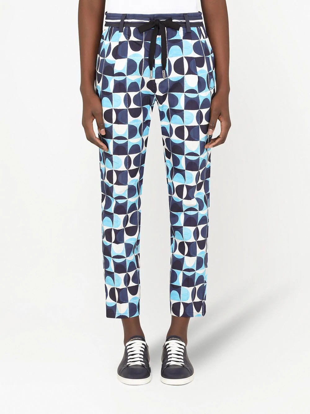 geometric-print cropped trousers - 3