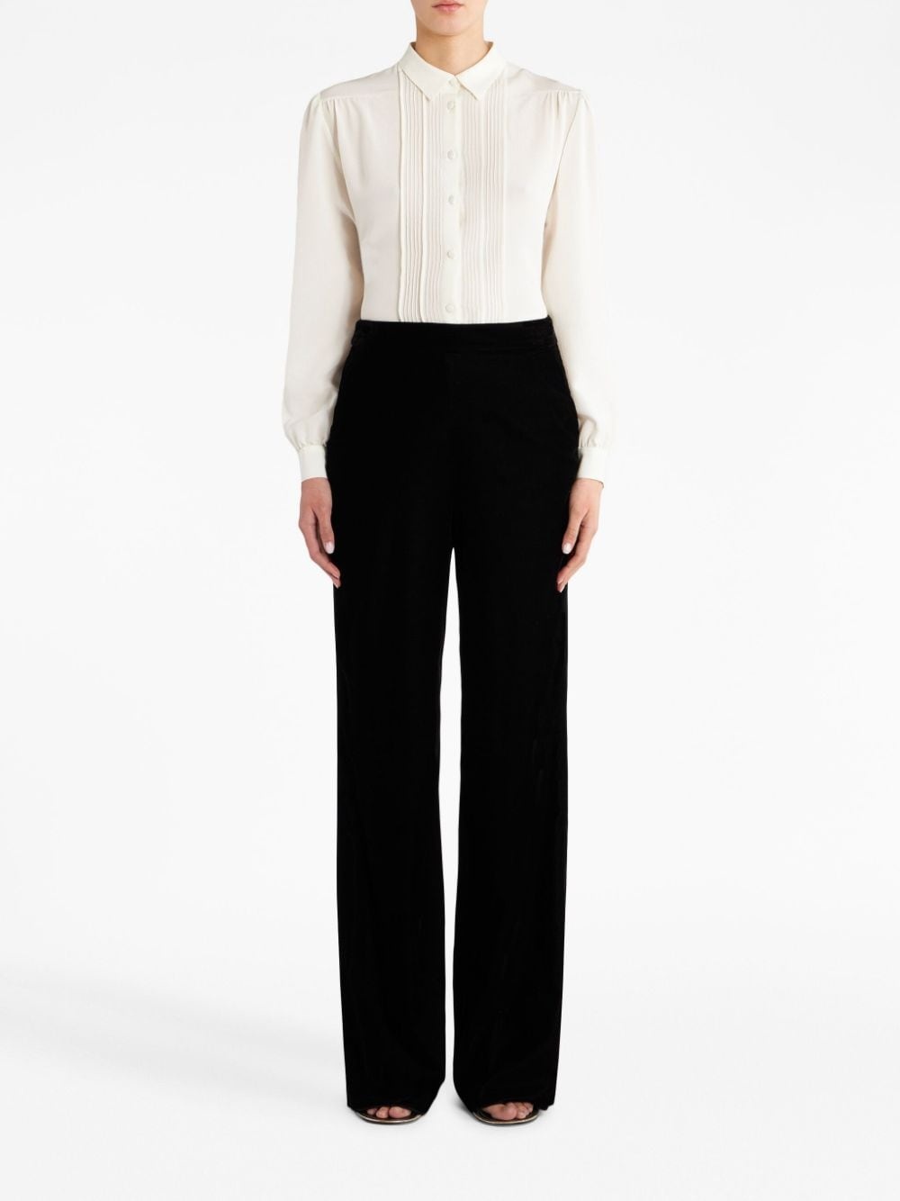 velvet straight-leg trousers - 2
