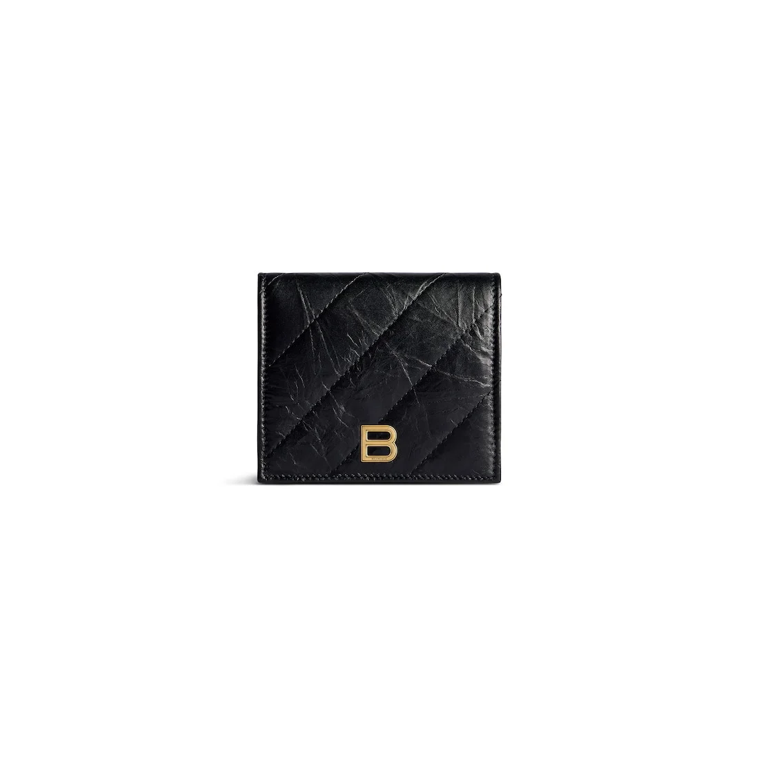 Women's Crush Flap Coin And Card Holder Quilted in Black - 1