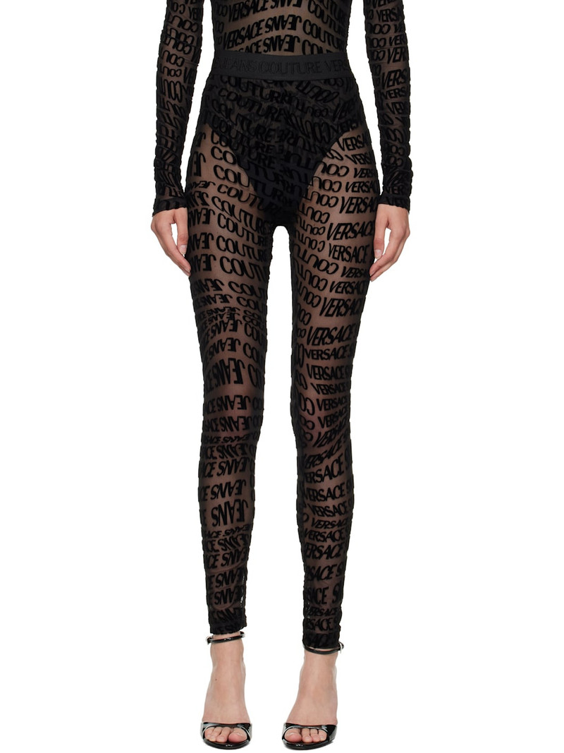 Black Tulle Flock Liquify Leggings 1
