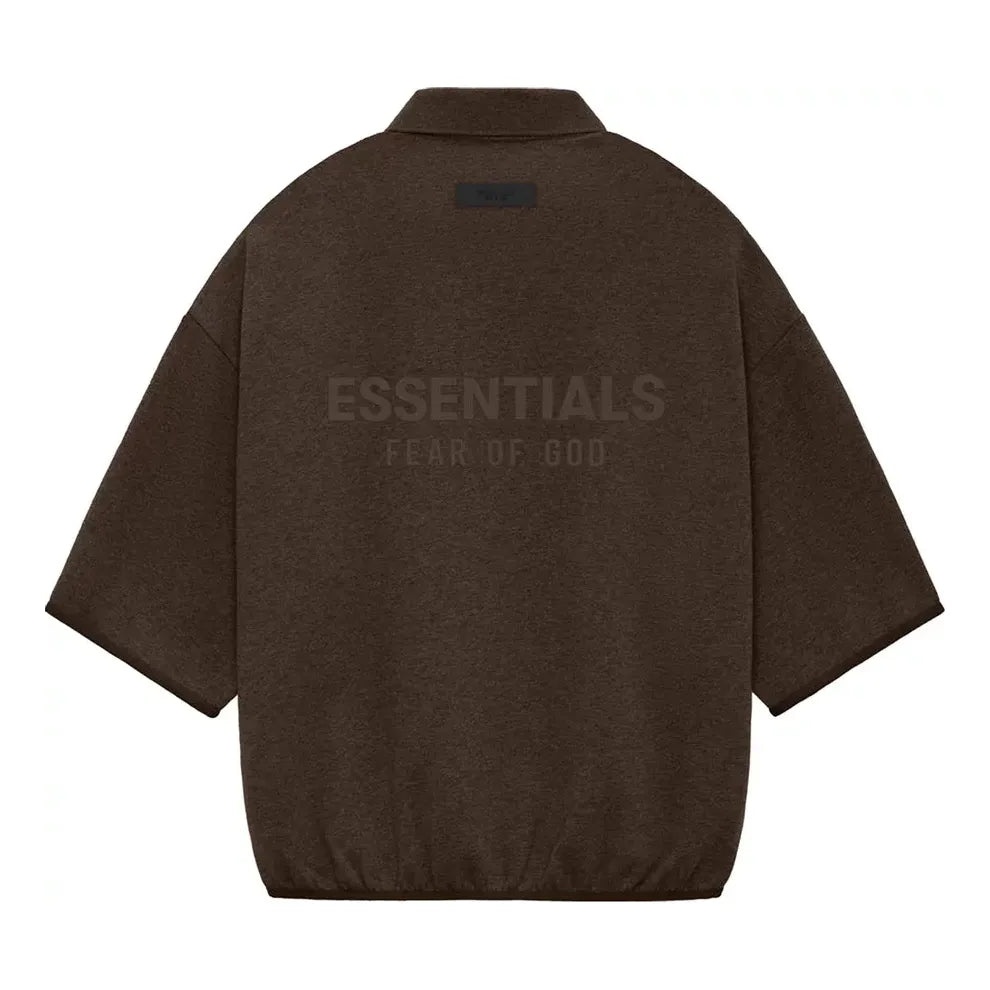 Fear of God Essentials 3/4 Sleeve Polo Shirt 'Heather Wood' 192SU244402F - 2