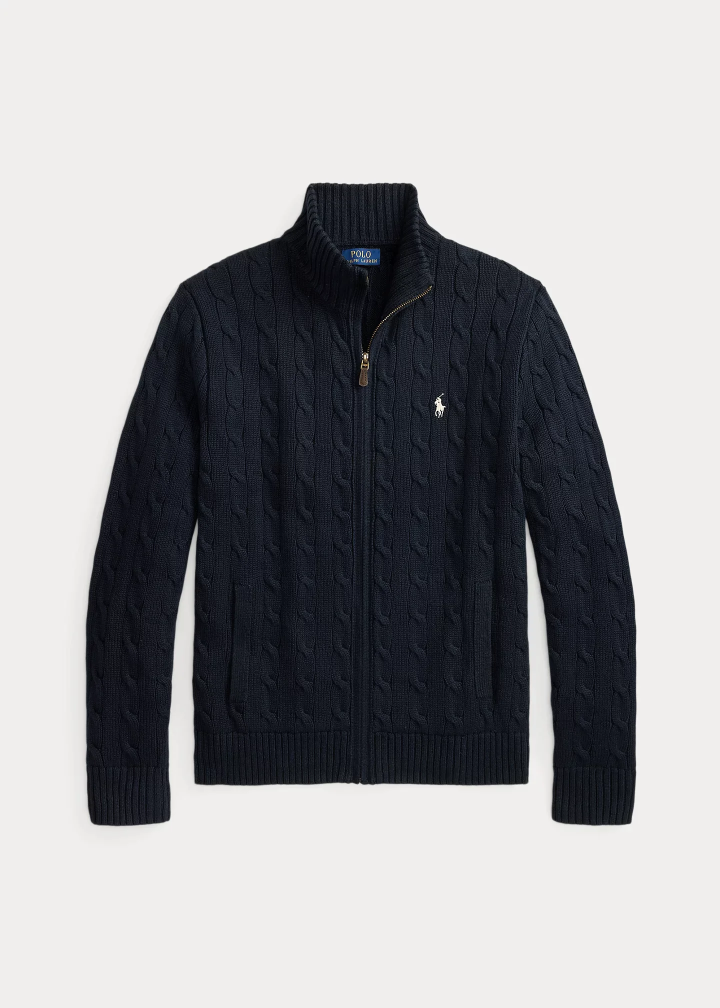 Cable-Knit Cotton Full-Zip Sweater - 1