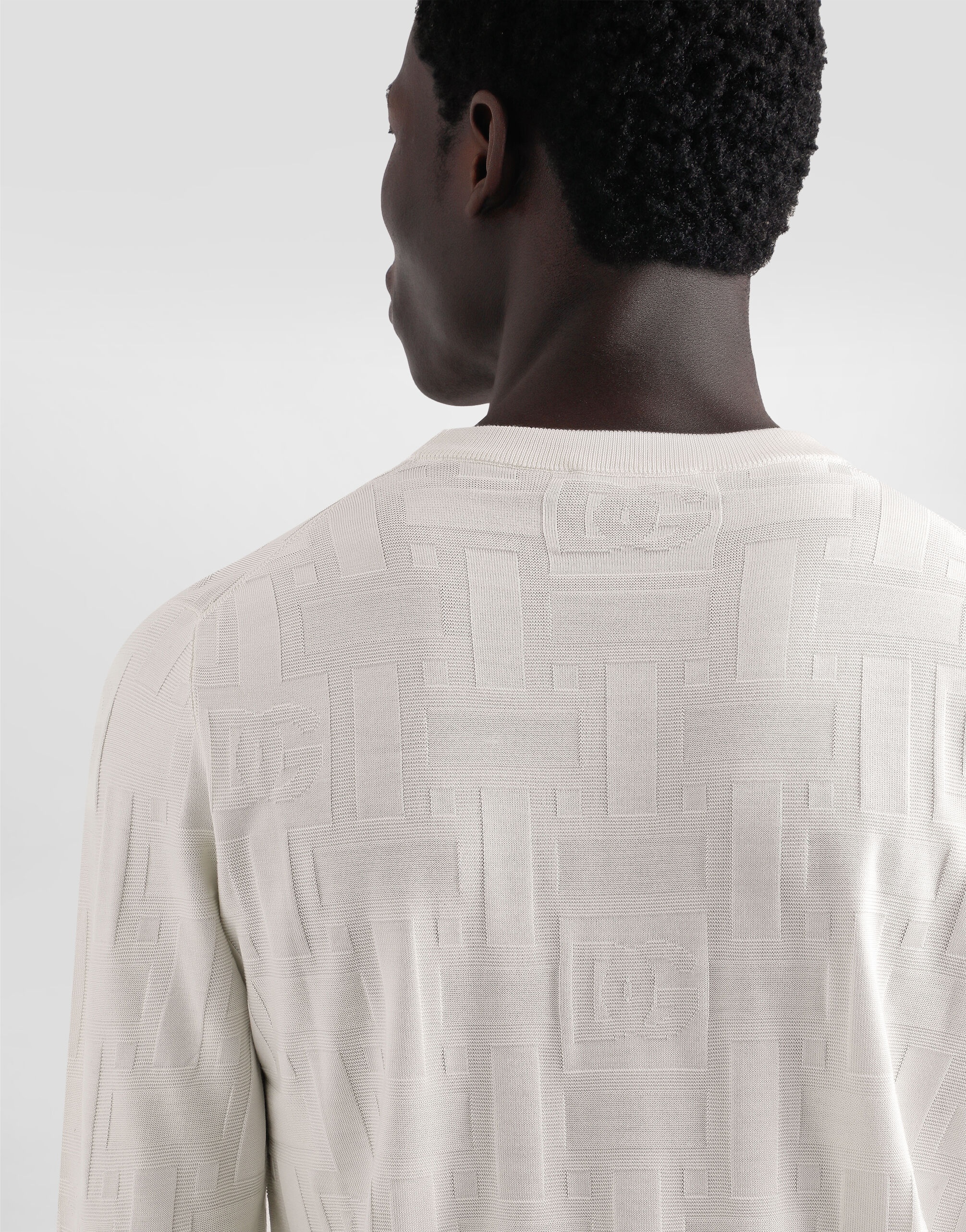 Silk round-neck sweater with all-over DG logo embroidery - 5