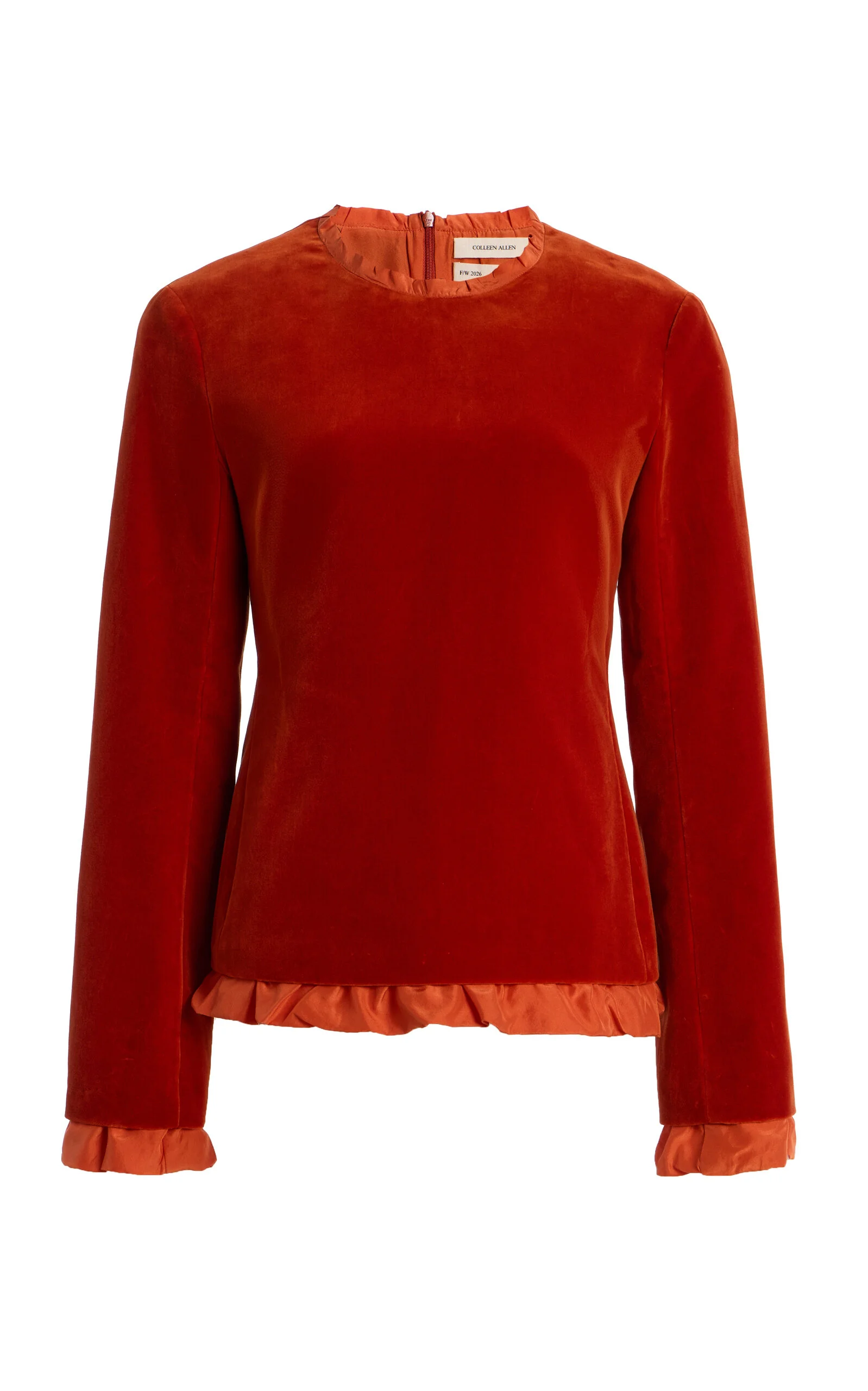Cotton Velvet Crewneck Shirt orange - 1