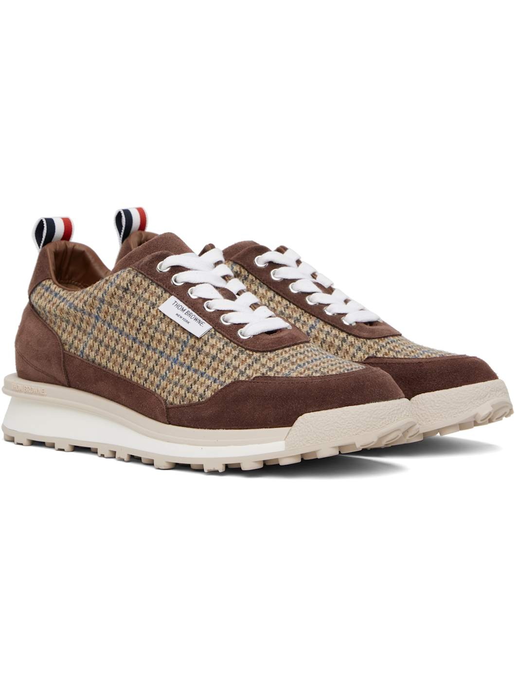 Brown & Beige Gunclub Check Tweed Alumni Sneakers - 4