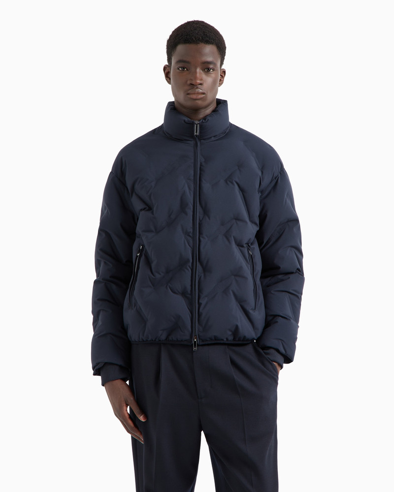 Full-zip nylon down jacket with all-over matelassé-effect micro eagle 2
