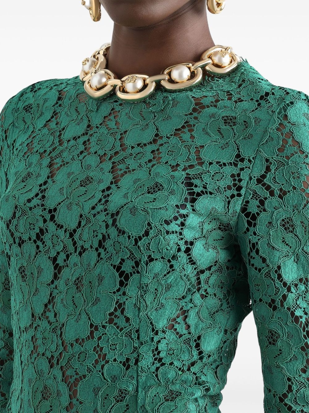 lace-panel gown - 4