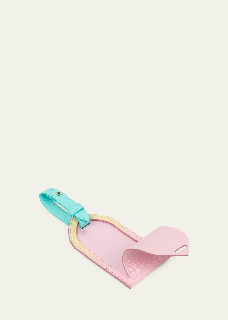 Smythson Panama Pearl Pink Rainbow Luggage Tag outlook