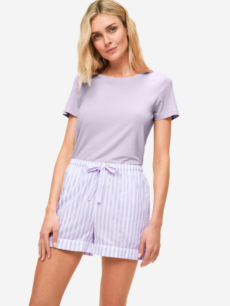 Women's Lounge Shorts Capri 19 Cotton Lilac - 5