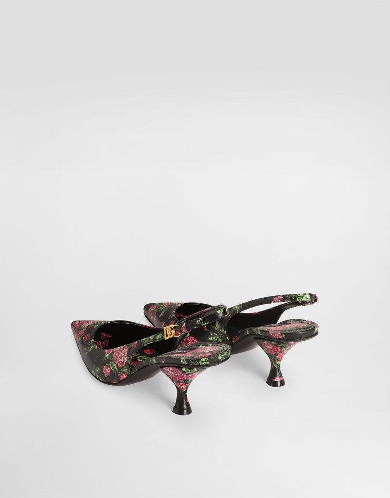 Dolce & Gabbana Lollo calfskin slingback with rose print outlook