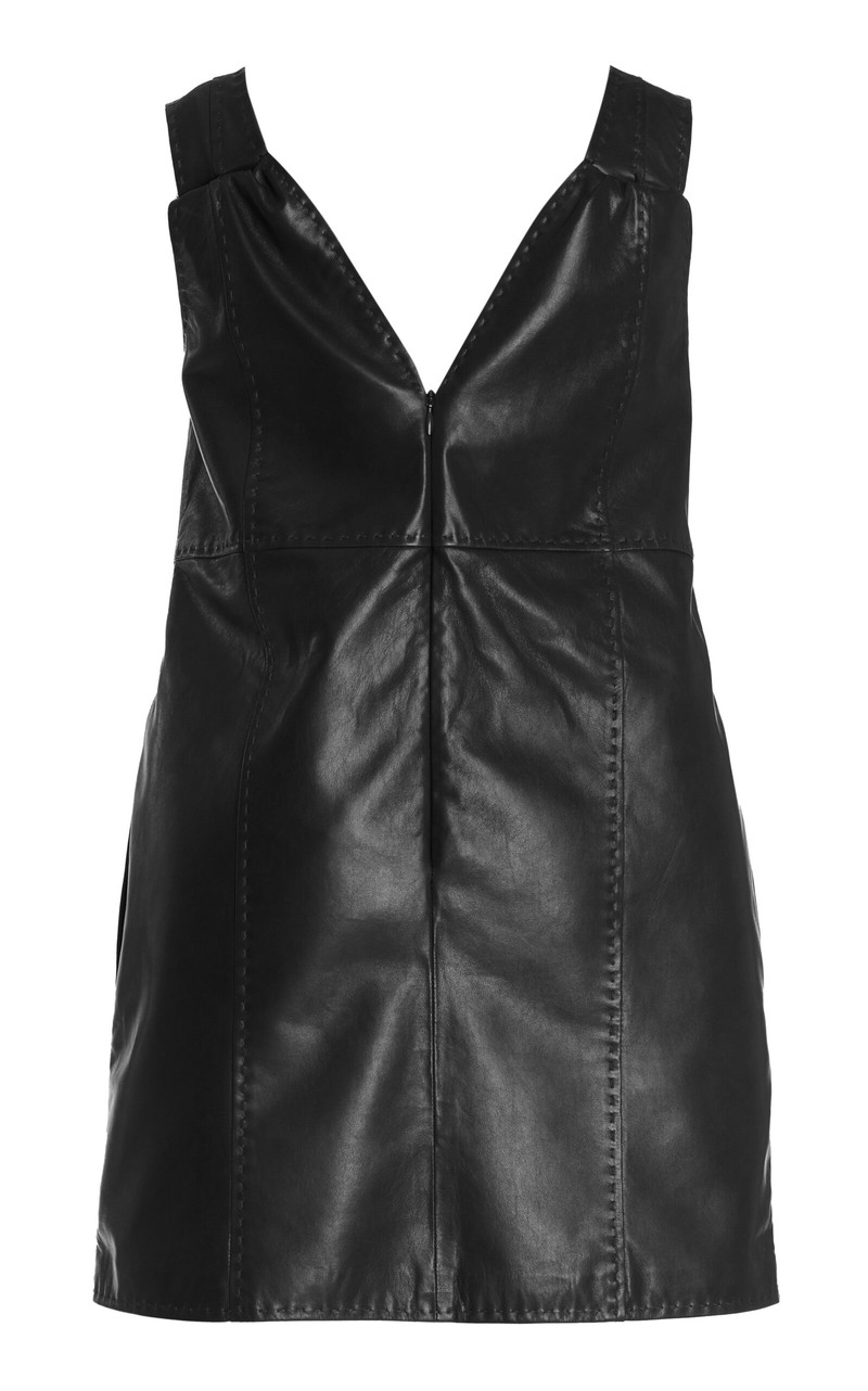 Marta Plunging Leather Mini Dress black 4