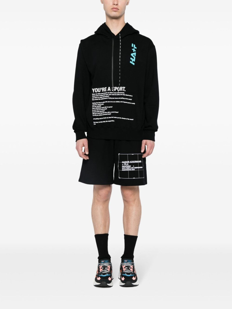 Haider Ackermann logo-embroidered cotton track shorts outlook
