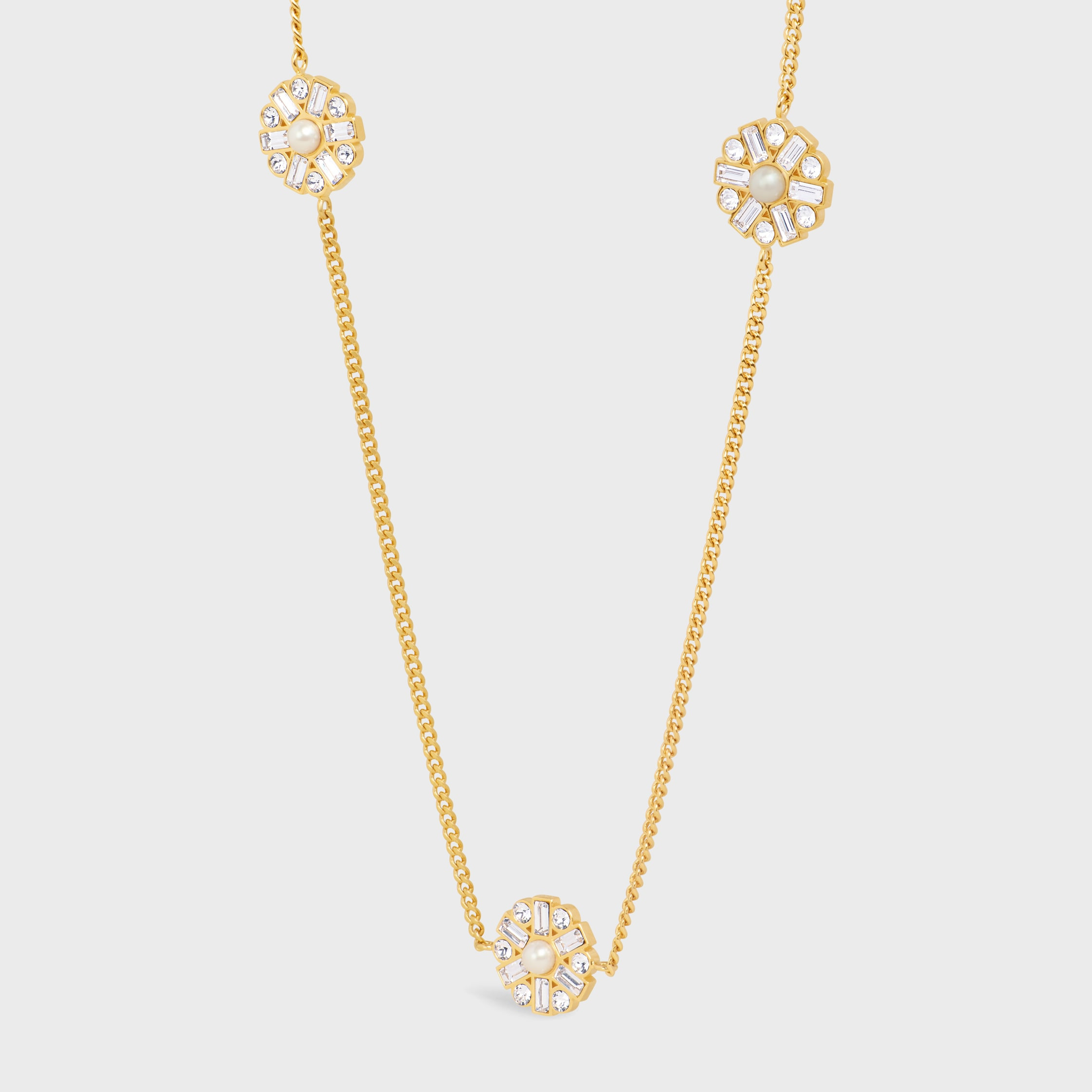 Celine Heirlooms Marguerite Sautoir in Strass, resin pearls and brass with gold finish - 2
