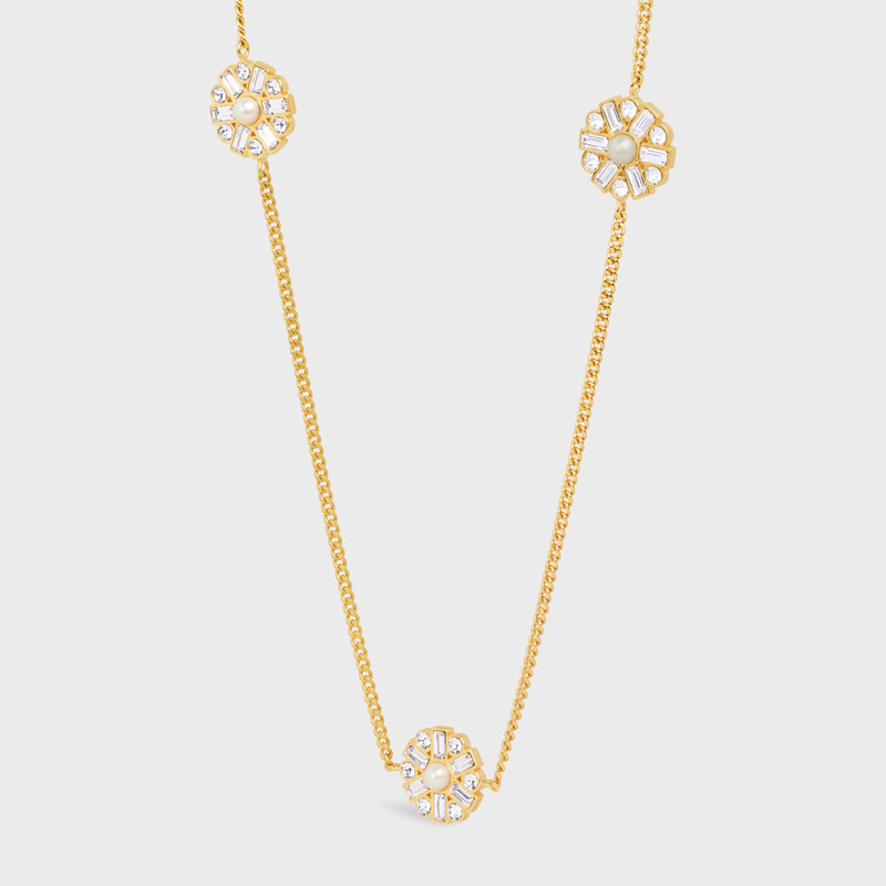 CELINE Celine Heirlooms Marguerite Sautoir in Strass, resin pearls and brass with gold finish outlook
