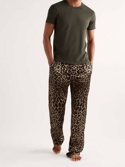 TOM FORD Velvet-Trimmed Leopard-Print Stretch-Silk Satin Pyjama Trousers outlook