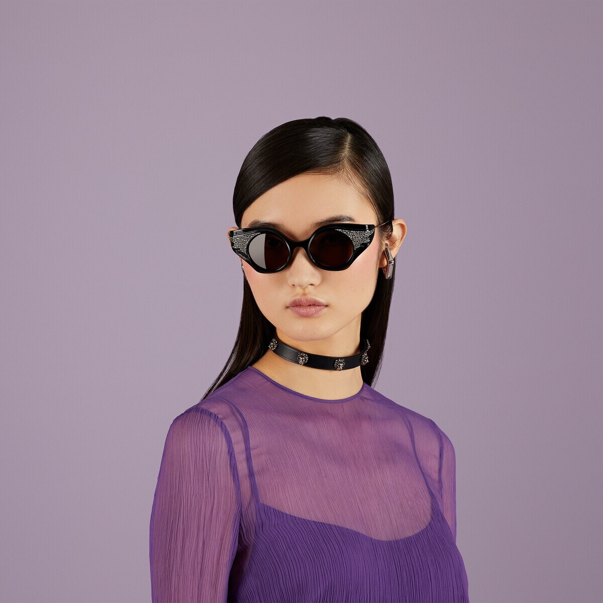 Cat-eye sunglasses with crystals - 3