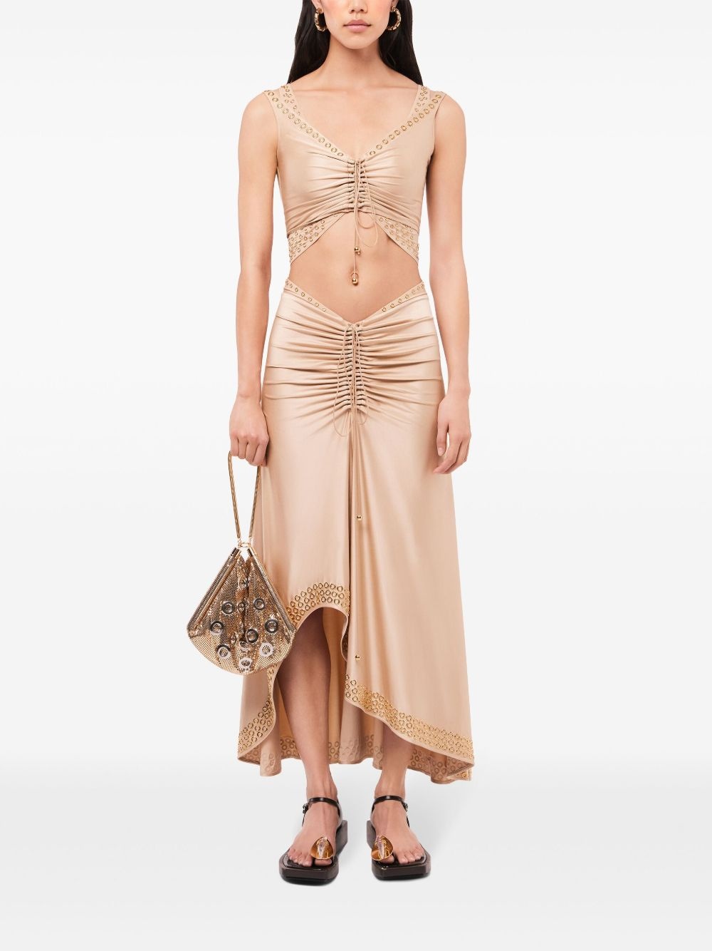 embroidered eyelets asymmetric skirt - 2