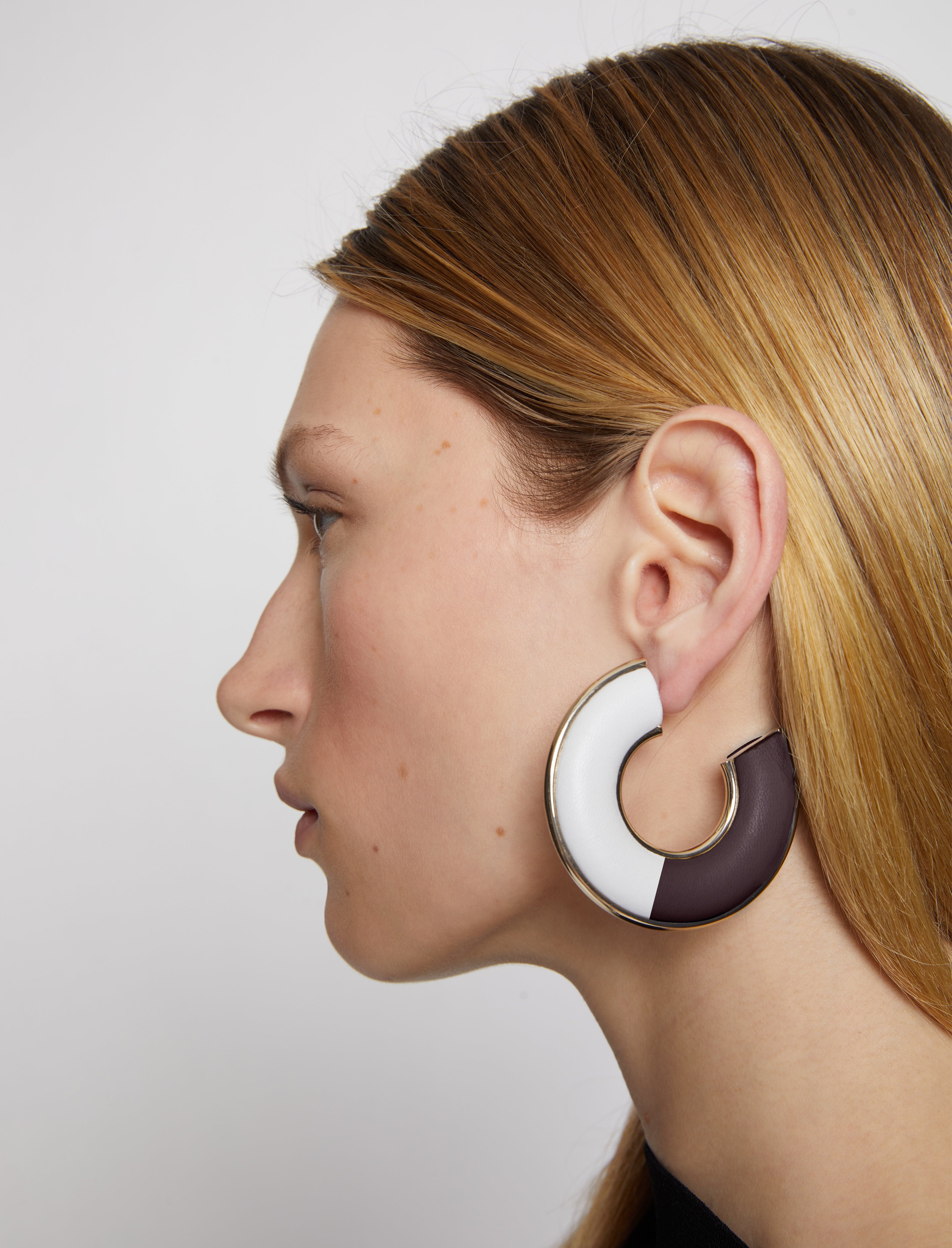 Leather Hoop Earrings - 1