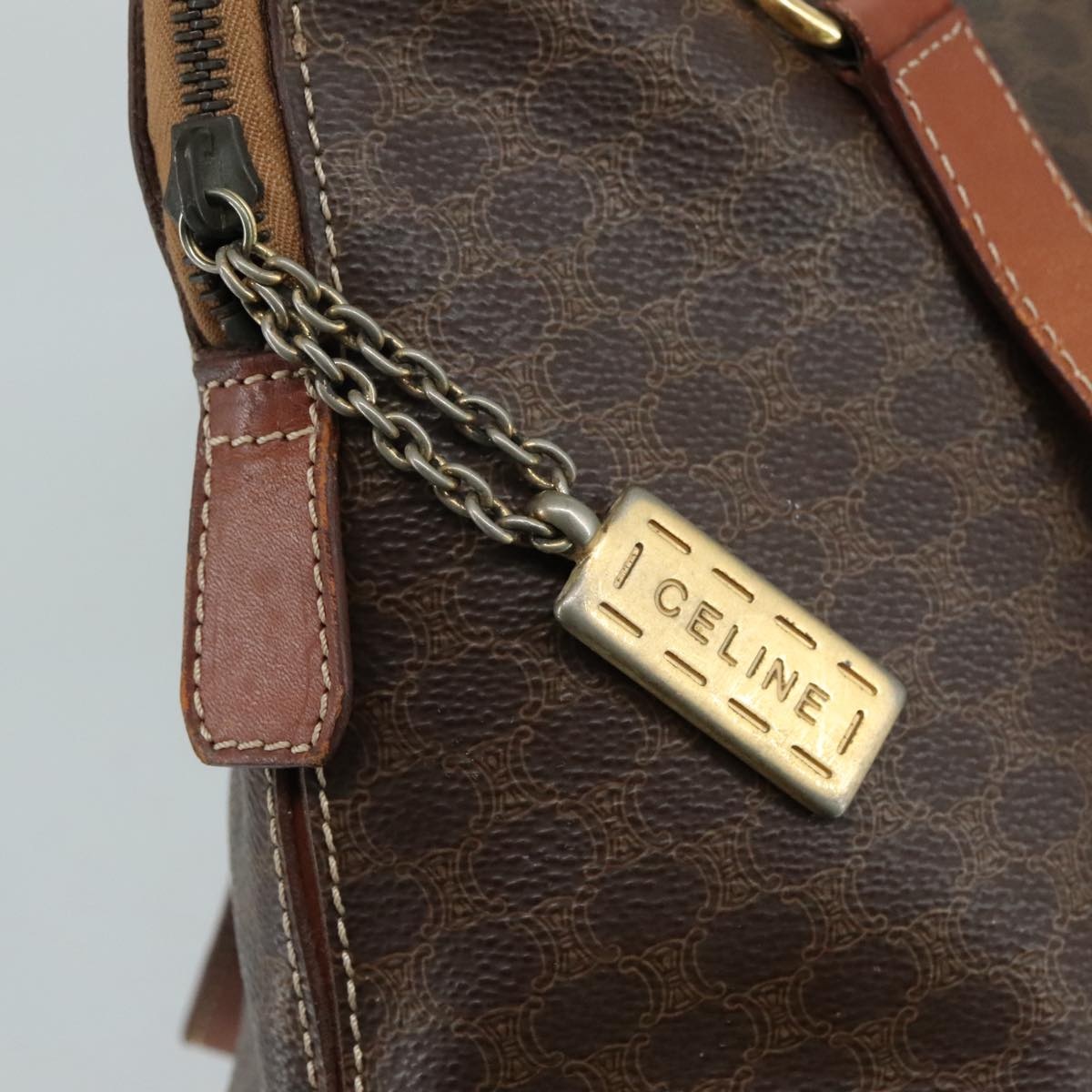 CELINE Macadam Canvas Hand Bag Pvc Leather Brown - 10