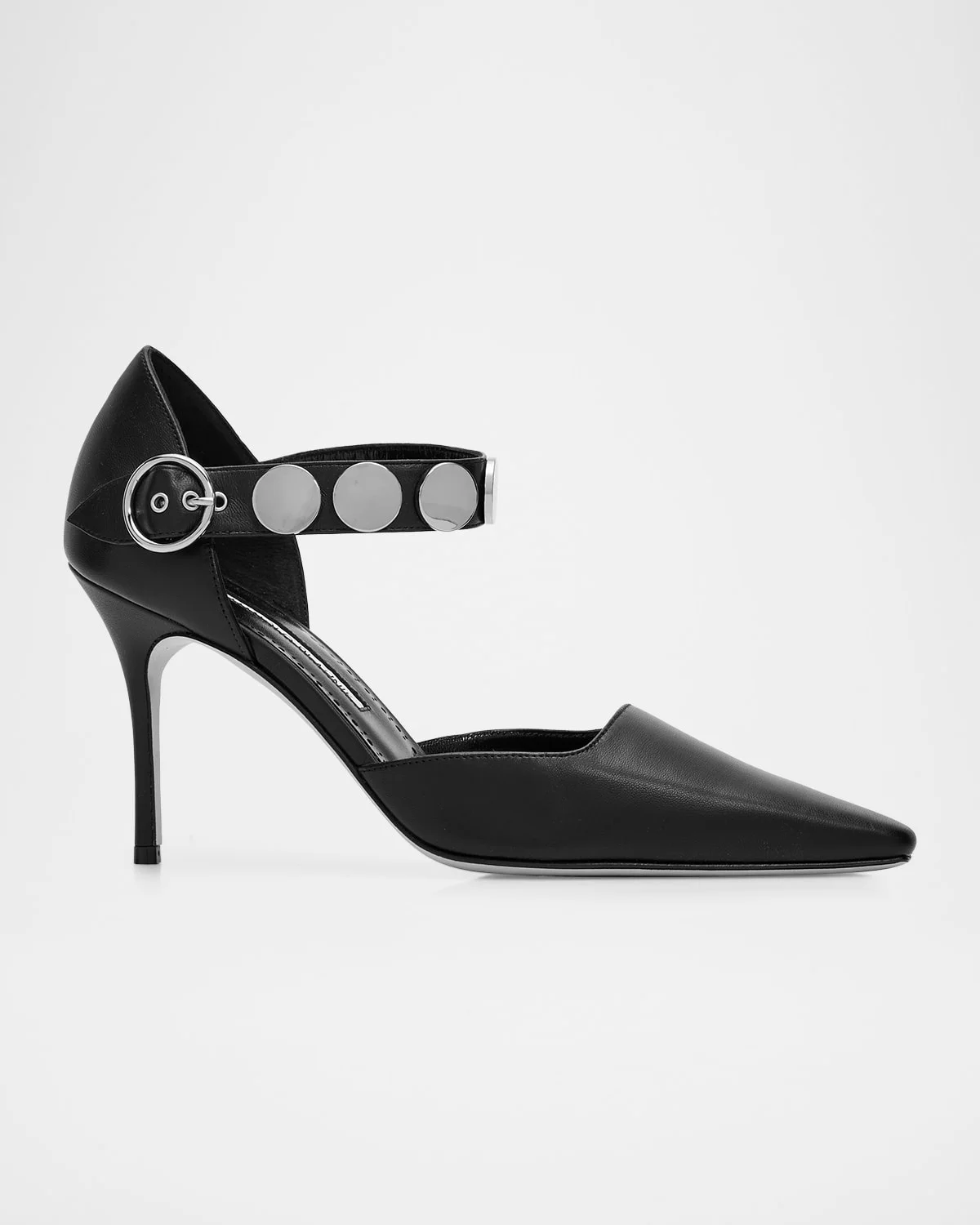 90mm Morgana Studded Leather Ankle-Strap Pumps - 1