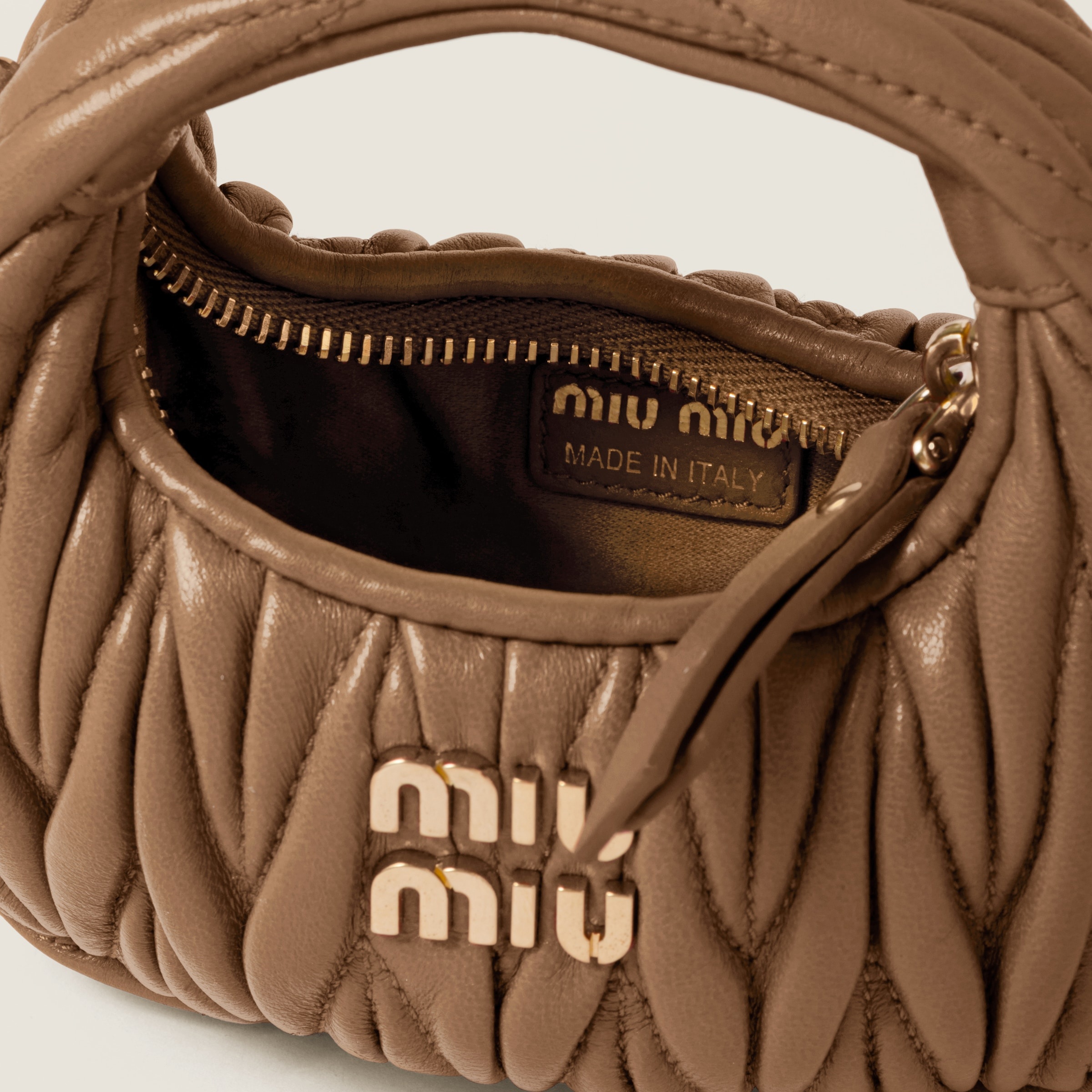 Miu Miu Wander matelassé nappa leather micro hobo bag