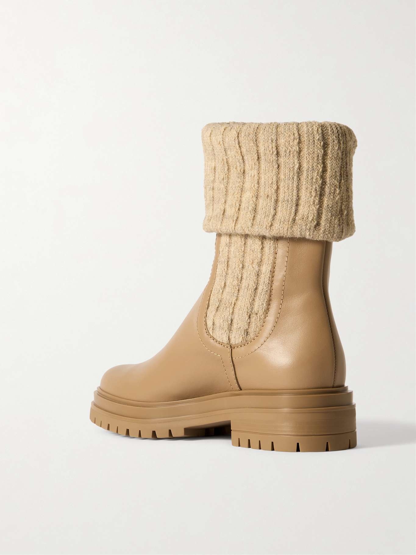 Chalet leather and ribbed-knit ankle boots - 3