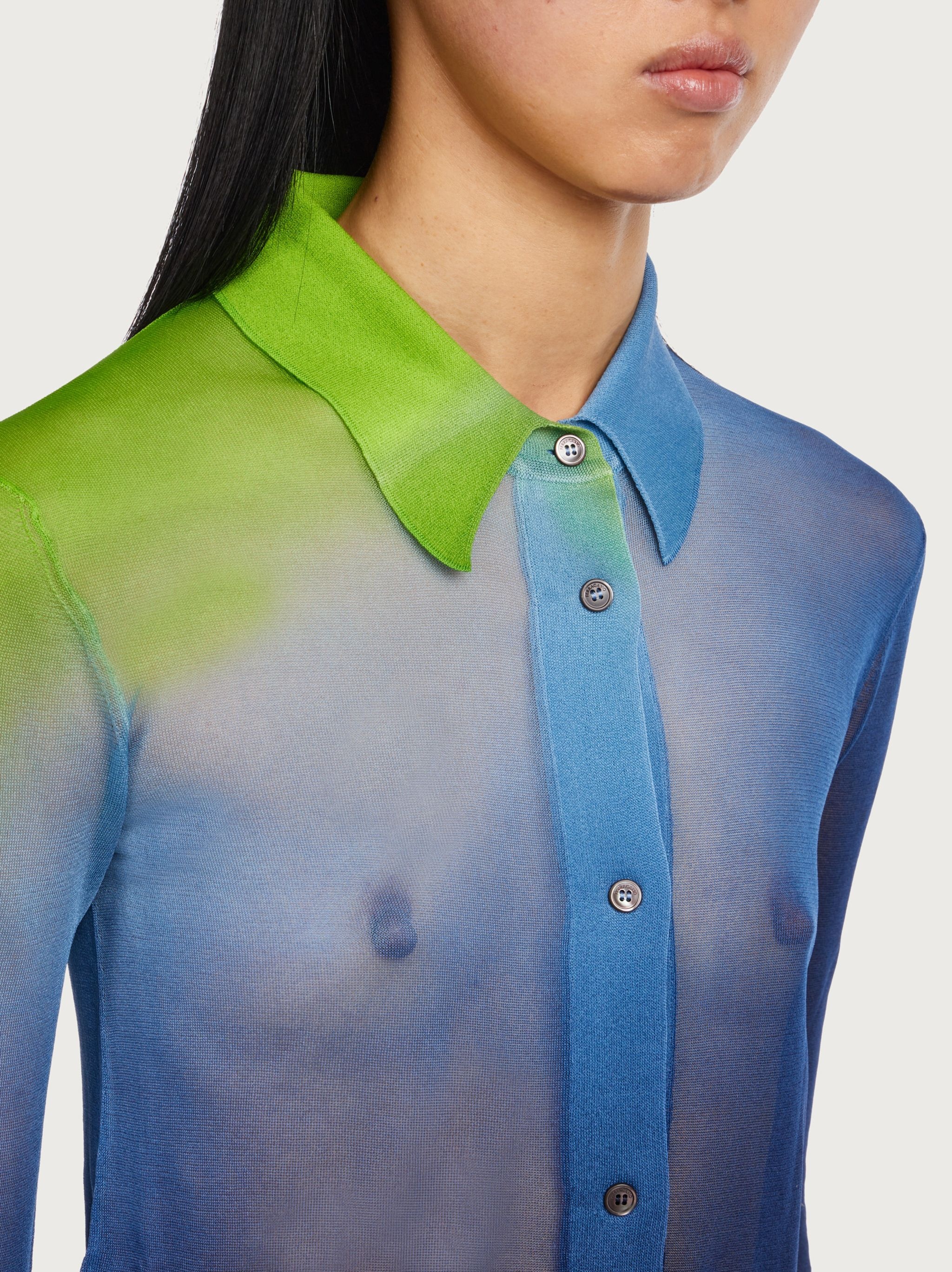 Silk jersey sunset print shirt - 4