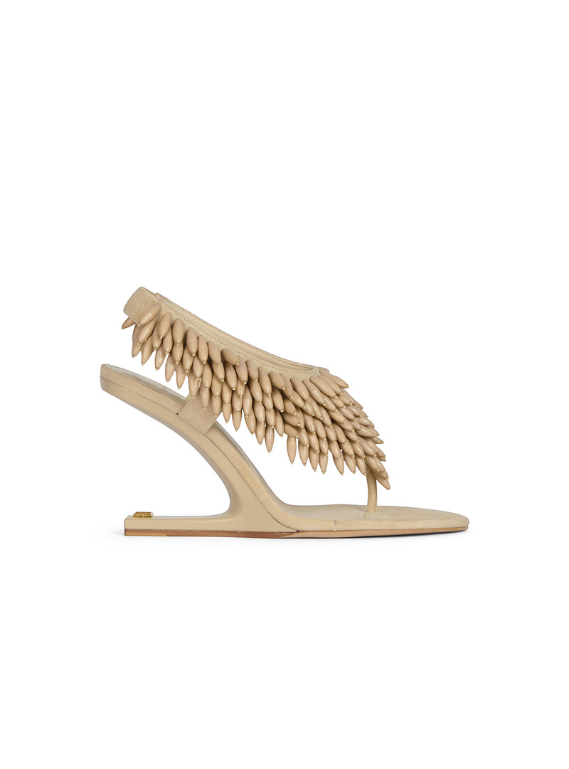 No Wedge beaded suede sandals 1