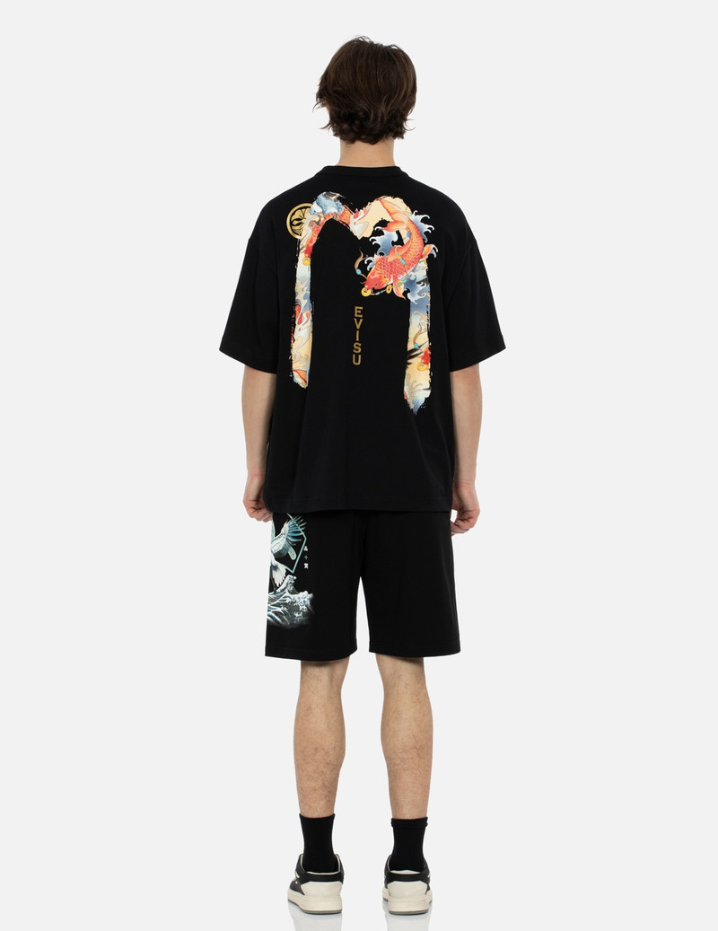 EVISU CRANE AND THE GREAT WAVE PRINT RELAX FIT SWEAT SHORTS outlook