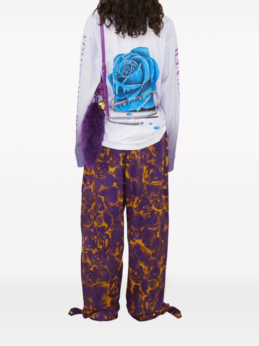 floral-print cotton straight trousers - 4