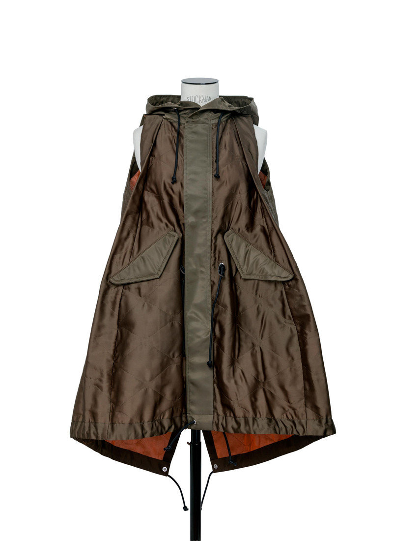 Quilted Satin Hooded Vest - 1