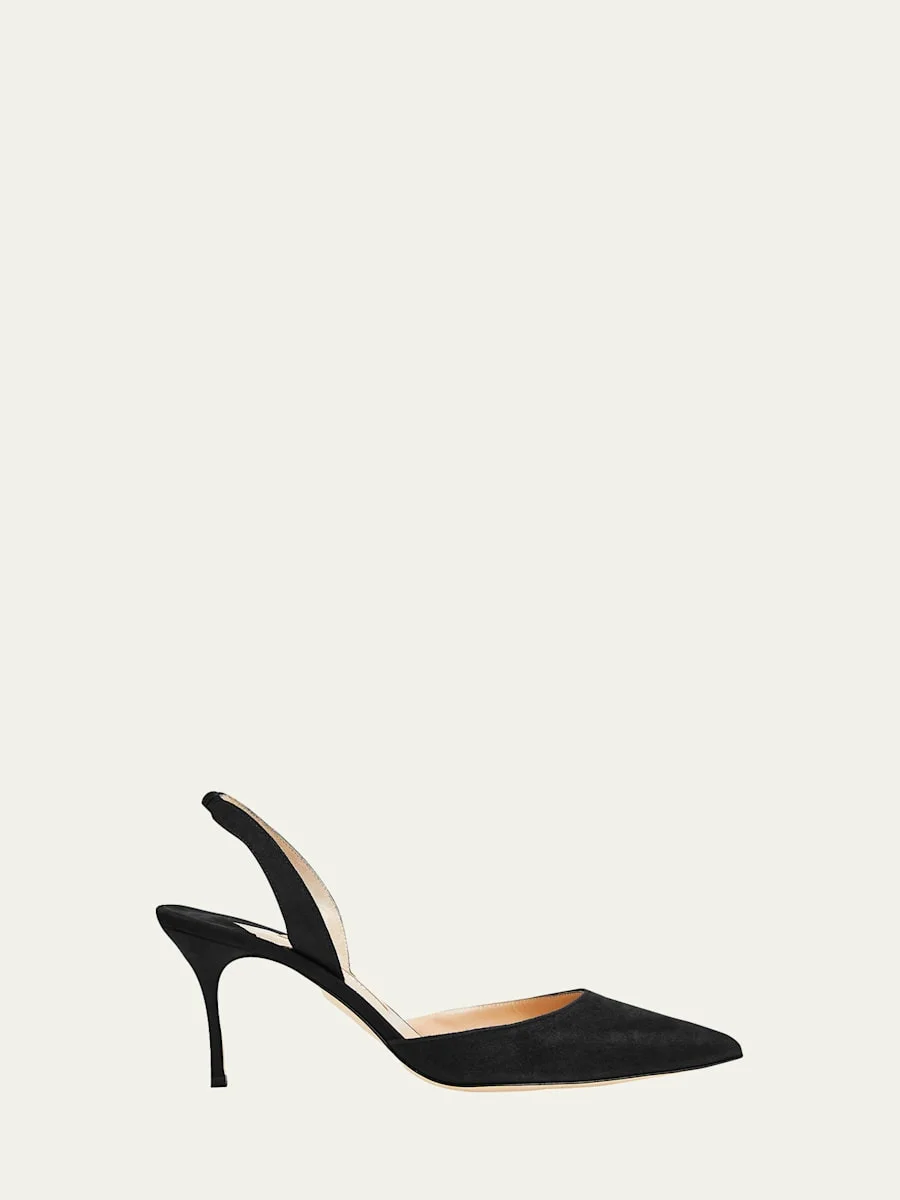 Carolyne Suede Mid-Heel Slingback Pump - 1