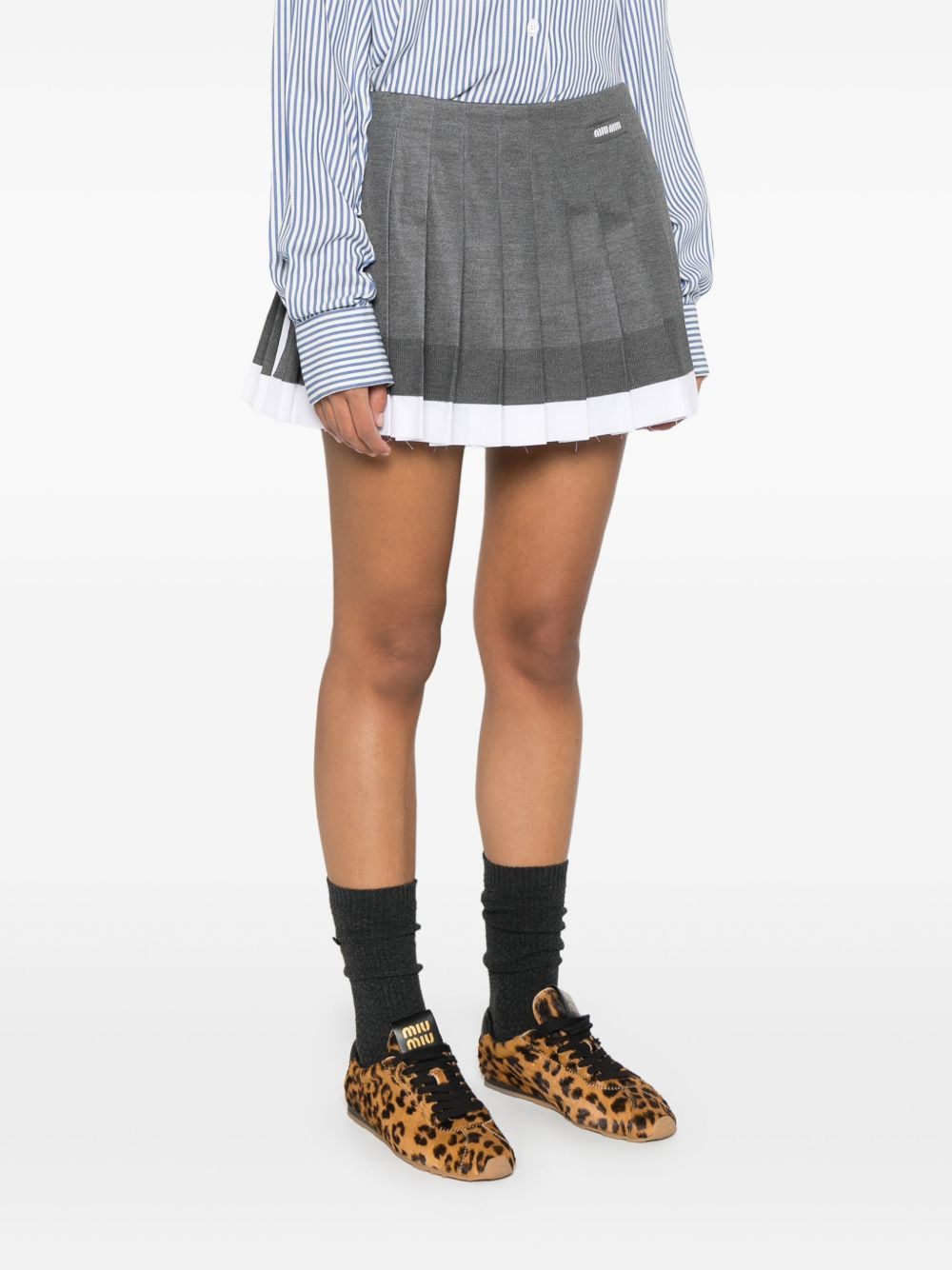 Miu Miu Women Poplin Knit Mini Skirt - 3