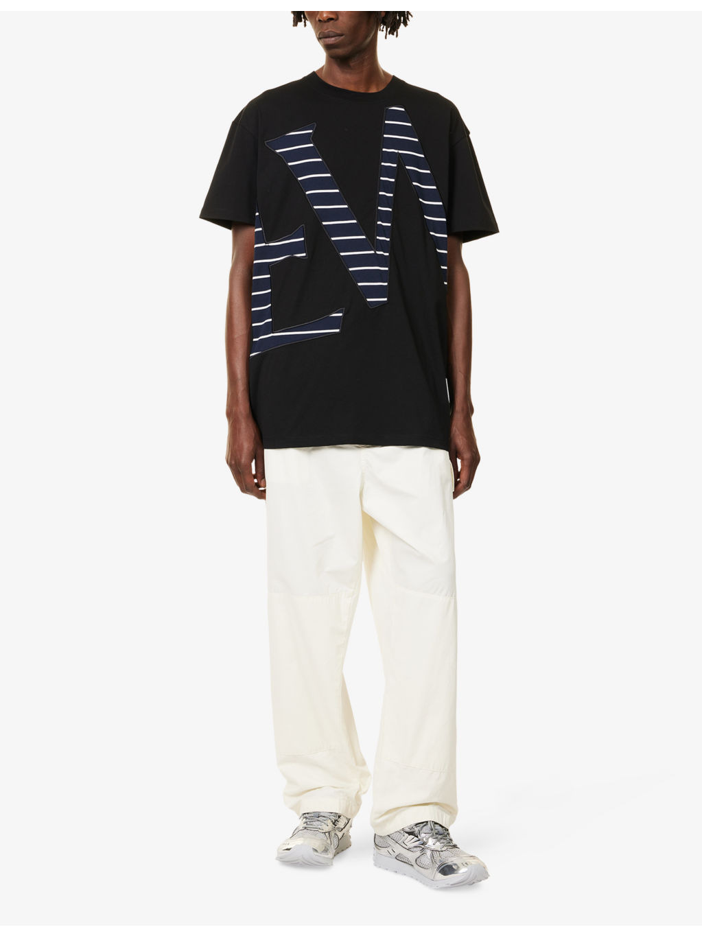 Striped-Patch Relaxed-Fit Cotton-Jersey T-Shirt - 2