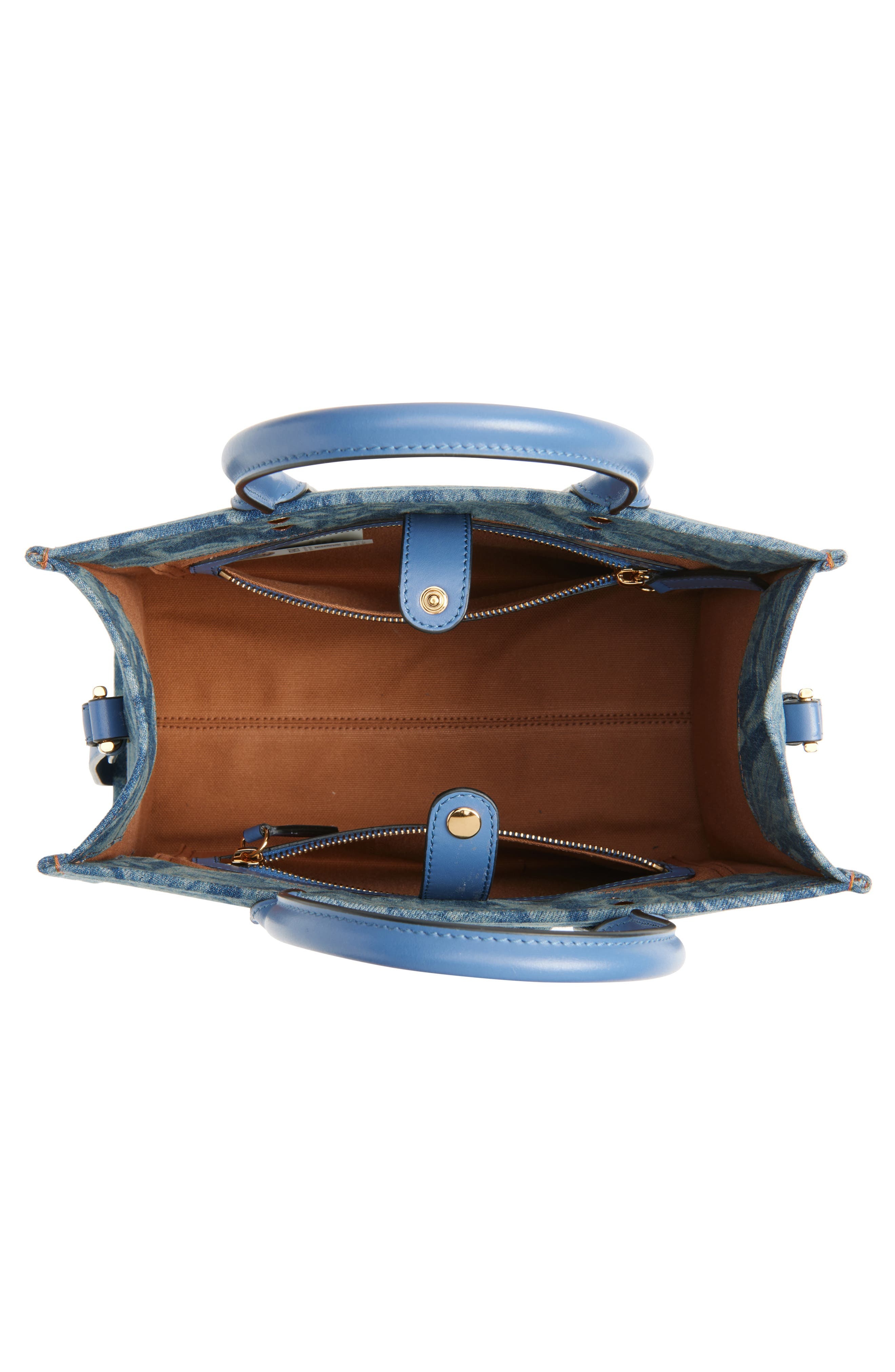 Versace Small La Medusa Barroco Denim Tote in Denim Blue Gold at Nordstrom - 5