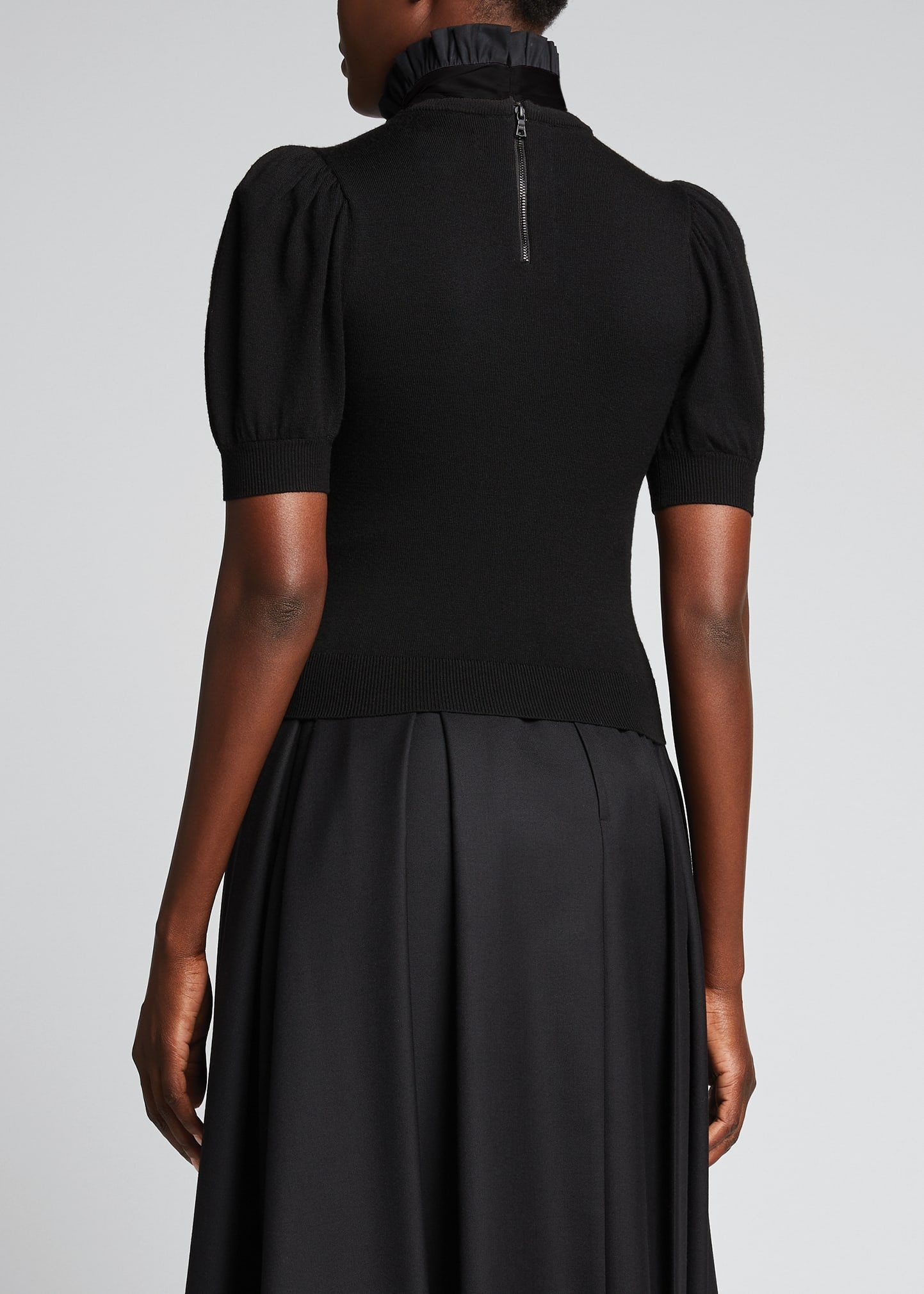 Chase Puff-Sleeve Ruffle-Neck Sweater - 2