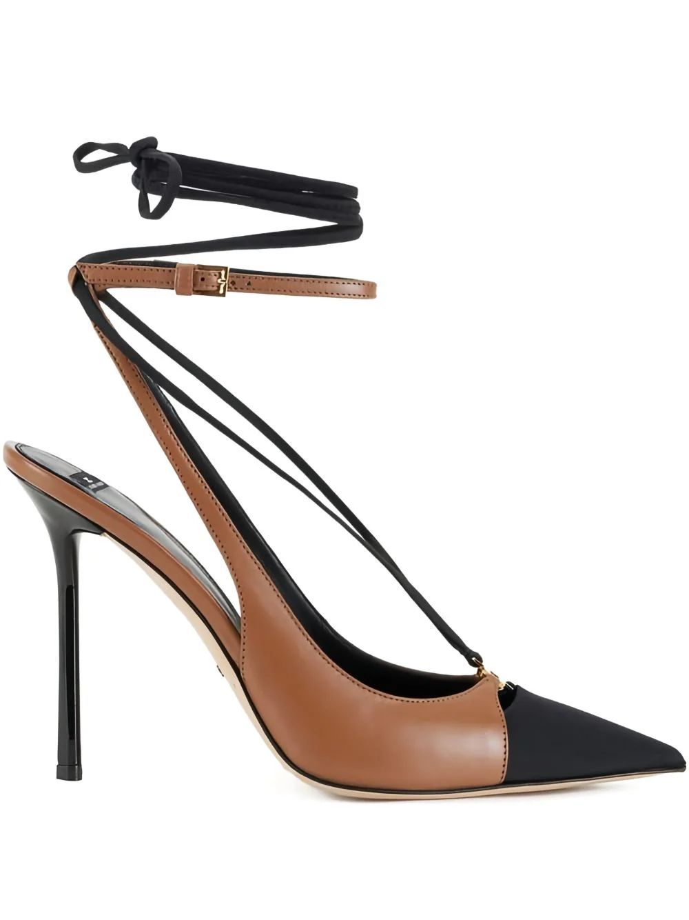 tapered toe leather pumps - 1